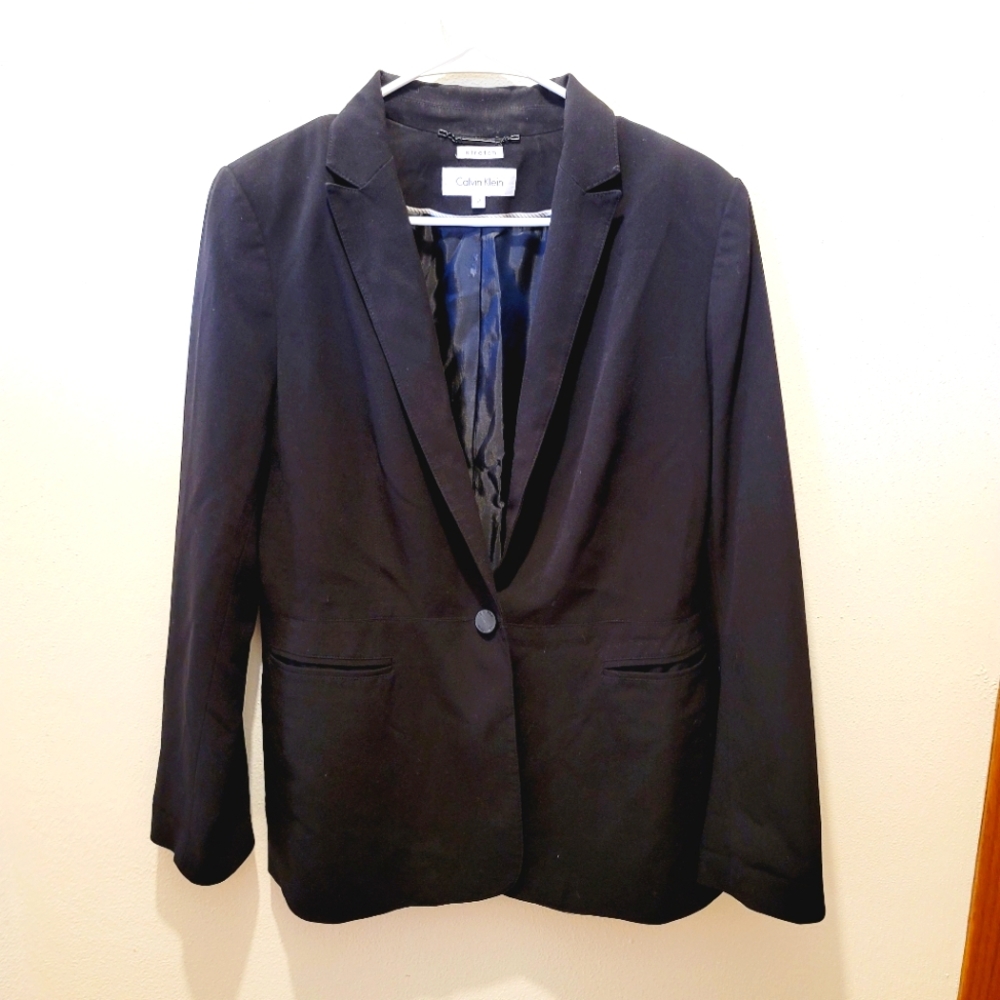 Calvin Klein Women's Single Button Blazer, Black, Size 12